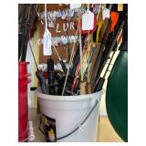 #1760 Ice Fishing Bucket #2 Full of Rods, etc. 