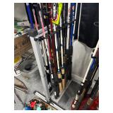 #1791 Fishing Rod & Reels Group with Rod Rack