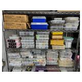 #1481-#1483 Fishing Rod Stands NIB & Fishing Bait Boxes, Shelf of Plastic Fishing Bait Boxes