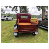 custom made wooden tool box in bed