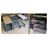 Lot #76 (3) 2 Tier Metal Rolling Carts & Shelves
