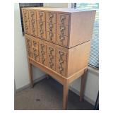 Lot #12 2 Section Standing Library Card Catalog