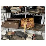 #1367 Lot of Fishing Related Items incl. Vintage Tackle box, Fishing Net & Creole 