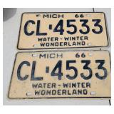 1966 Michigan Matching License Plates