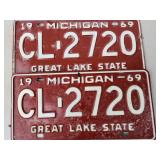 1969 Michigan Matching License Plates