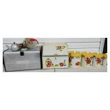 Mid Century Aluminum Bread Box and Cannister Set