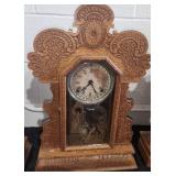 c. 1890 Ingram Pressed Oak Gingerbread Clock