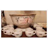 Old Crow Barware Punch Bowl & Cups