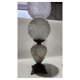 Antique Frosted Molded Glass Hurricane Lamp