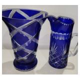 Cobalt Blue Pitcher and Vase