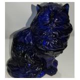 Cobalt Blue Cat Lidded Jar