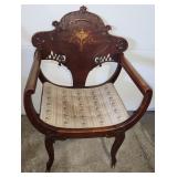 Northwind Bow Bottom Carved Oak Chair C.1900