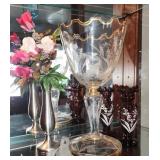 10" Etched Stemware Glass, Purple Vase, etc.