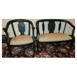 Figural Settee w/ Matching Barrel Chair