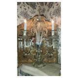 Crystal Candelabra Boudoir Table Lamp w/ Prisms