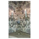 Crystal Candelabra Boudoir Table Lamp w/ Prisms