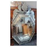 Venetian Style Etched Octagonal Mirror