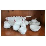 Westmoreland Milk Glass Punch Bowl, Cups, efc.