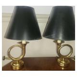 Pair of French Horn Table Lamps. 14.5" H