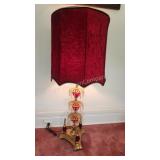 Large Ruby Red Felt Parlor Lamp.  3