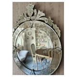Elegant Venetian Glass Mirror with Incisions