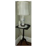 Table Lamp, Stand, & Alabaster Mother Mary Figure
