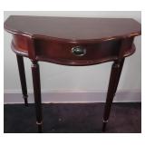 Mahogany Single Drawer Wall Table & Lamps