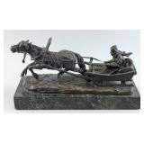 Horse-Drawn Sleigh by Gornik Bronze on Marble Base