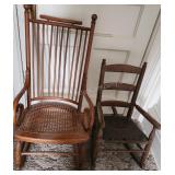 Antique Child Rocking Chairs - One w/ Cane Seat