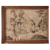 Antique French Romantic Textile Tapestry