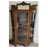 Antique Oak w/ Curved Side Glass China Cabinet