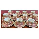11 ct. Chinese Famille Rose Mun Shou Tea Cups