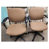 Pair of Tan Rolling Office Chairs