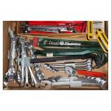 Box Lot of Hand Tools: Wrenches, Pry Bars, etc.