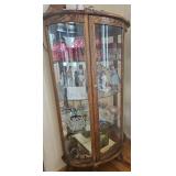 Antique Oak Curved Beveled Glass China Cabinet Antique Oak Curved Beveled Glass China Cabinet