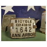 1953 Ann Arbor Michigan Bicycle License