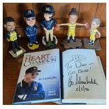 Bo Schembecchler Signed Book and U of M Bobbleheads