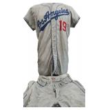 1957 Los Angeles Dodgers, Jim Gilliam Game Worn Jersey & Pants. #19 Now Retired!