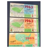 1963 & 1965 Baseball World Series Los Angeles Dodgers Ticket Sutbs