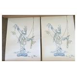 2 ct. Goofy Fishing 'How To Fish' 1942 Posters