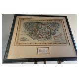 Disneyland Map w/ Facsimile Signature Walt Disney