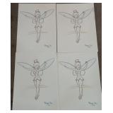 4 ct. 1953 Tinkerbell Sketch Posters. 28' x 20'