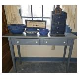 Console Table, Small Spice Rack, Bowls, etc.