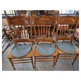 3 ct. Antique Pressback Dining Table Chairs