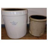 Pair of Antique 2 & 4 Gallon Stoneware Crocks