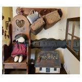 Decor Group w/ Bread Box, Chair, Baskets, Mirror