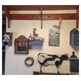 Country Decor w/ Gingerbread, Cow, Clock, and More