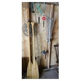 Collection of Fishing Tackle, Paddles, Rods & Nets