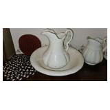 Ironstone Pitcher & Basin, Woven Hot Pads