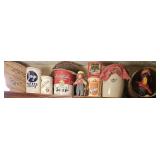 Group of Tins, 3 Gallon Crock, Crafts, Wood Barrel